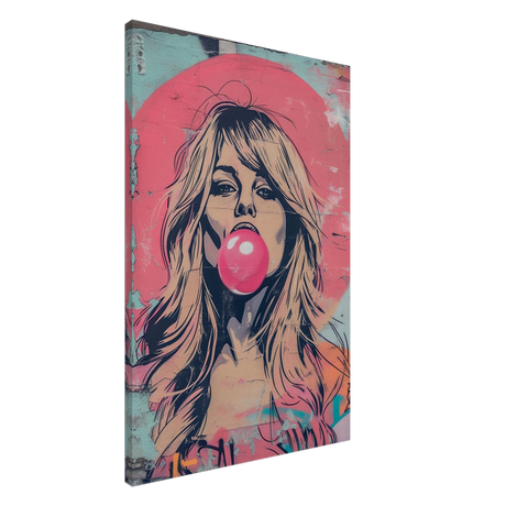 "Bubblegum Bardot" – Urban Pop Art Wall Print - Canvas - 60x90 cm / 24x36″ - 