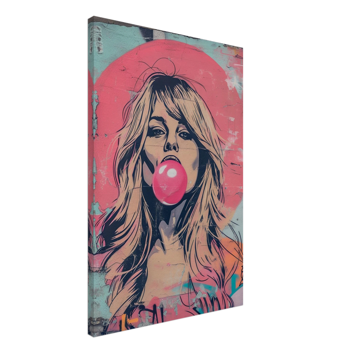 "Bubblegum Bardot" – Urban Pop Art Wall Print - Canvas - 50x75 cm / 20x30″ - 