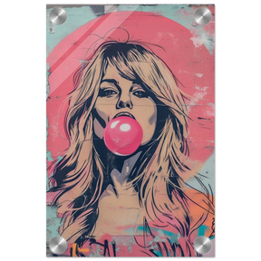 "Bubblegum Bardot" – Urban Pop Art Wall Print - Acrylic Print - 20x30 cm / 8x12″ - 