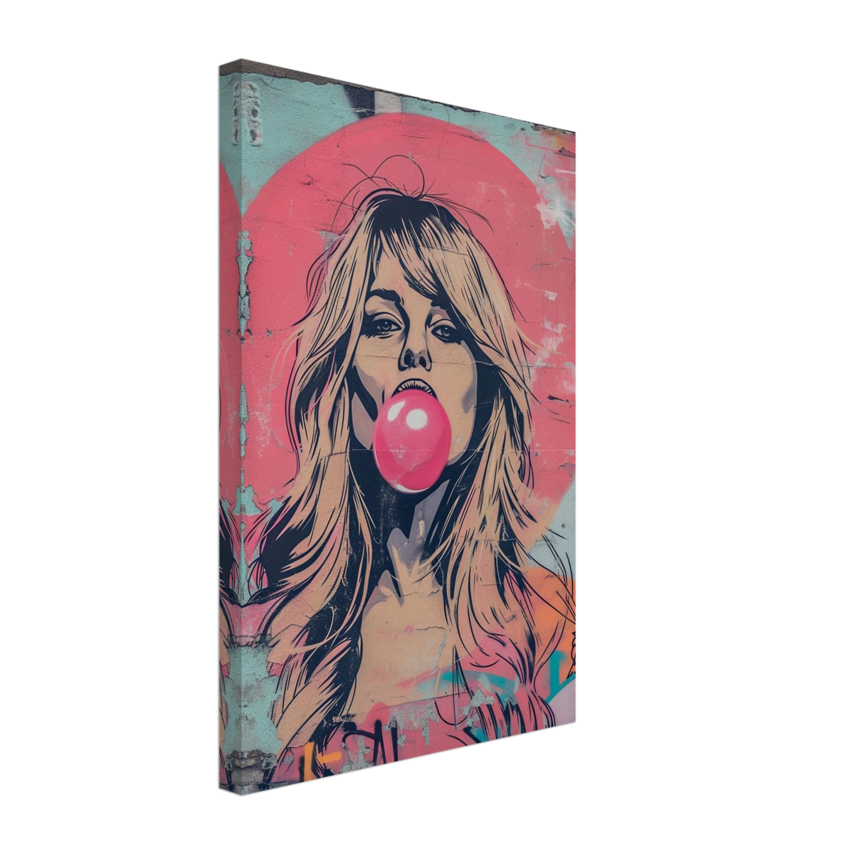 "Bubblegum Bardot" – Urban Pop Art Wall Print - Canvas - 30x45 cm / 12x18″ - 