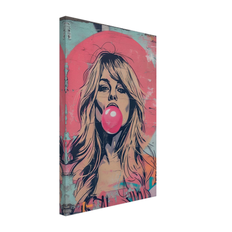 "Bubblegum Bardot" – Urban Pop Art Wall Print - Canvas - 30x45 cm / 12x18″ - 
