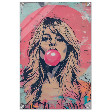 "Bubblegum Bardot" – Urban Pop Art Wall Print - Acrylic Print - 40x60 cm / 16x24″ - 
