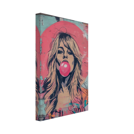 "Bubblegum Bardot" – Urban Pop Art Wall Print - Canvas - 20x30 cm / 8x12″ - 