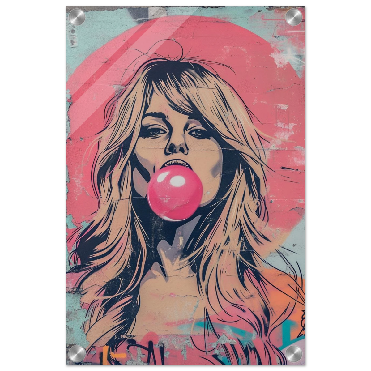 "Bubblegum Bardot" – Urban Pop Art Wall Print - Acrylic Print - 30x45 cm / 12x18″ - 