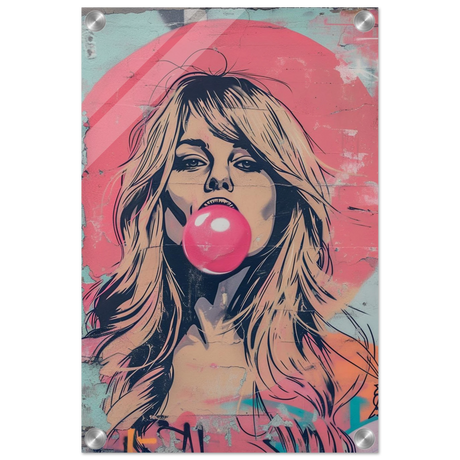 "Bubblegum Bardot" – Urban Pop Art Wall Print - Acrylic Print - 30x45 cm / 12x18″ - 