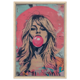 "Bubblegum Bardot" – Urban Pop Art Wall Print - Framed Canvas - 50x75 cm / 20x30″ - Wood frame