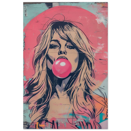 "Bubblegum Bardot" – Urban Pop Art Wall Print - Fine Art Poster - 30x45 cm / 12x18″ - 