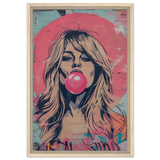"Bubblegum Bardot" – Urban Pop Art Wall Print - Framed Canvas - 40x60 cm / 16x24″ - Wood frame