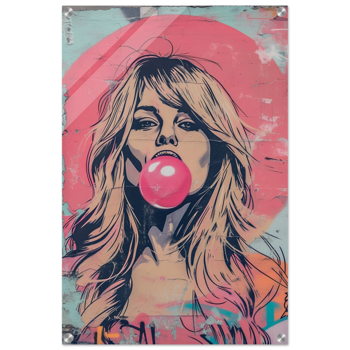 "Bubblegum Bardot" – Urban Pop Art Wall Print - Acrylic Print - 50x75 cm / 20x30″ - 