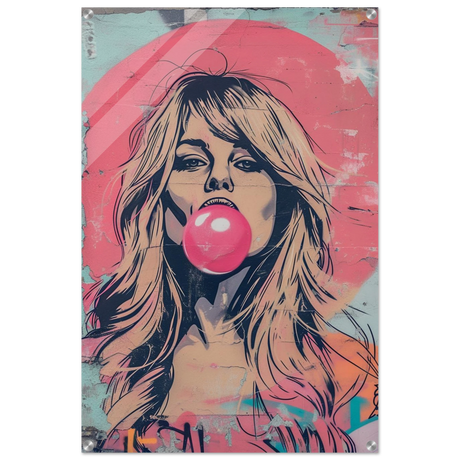 "Bubblegum Bardot" – Urban Pop Art Wall Print - Acrylic Print - 60x90 cm / 24x36″ - 