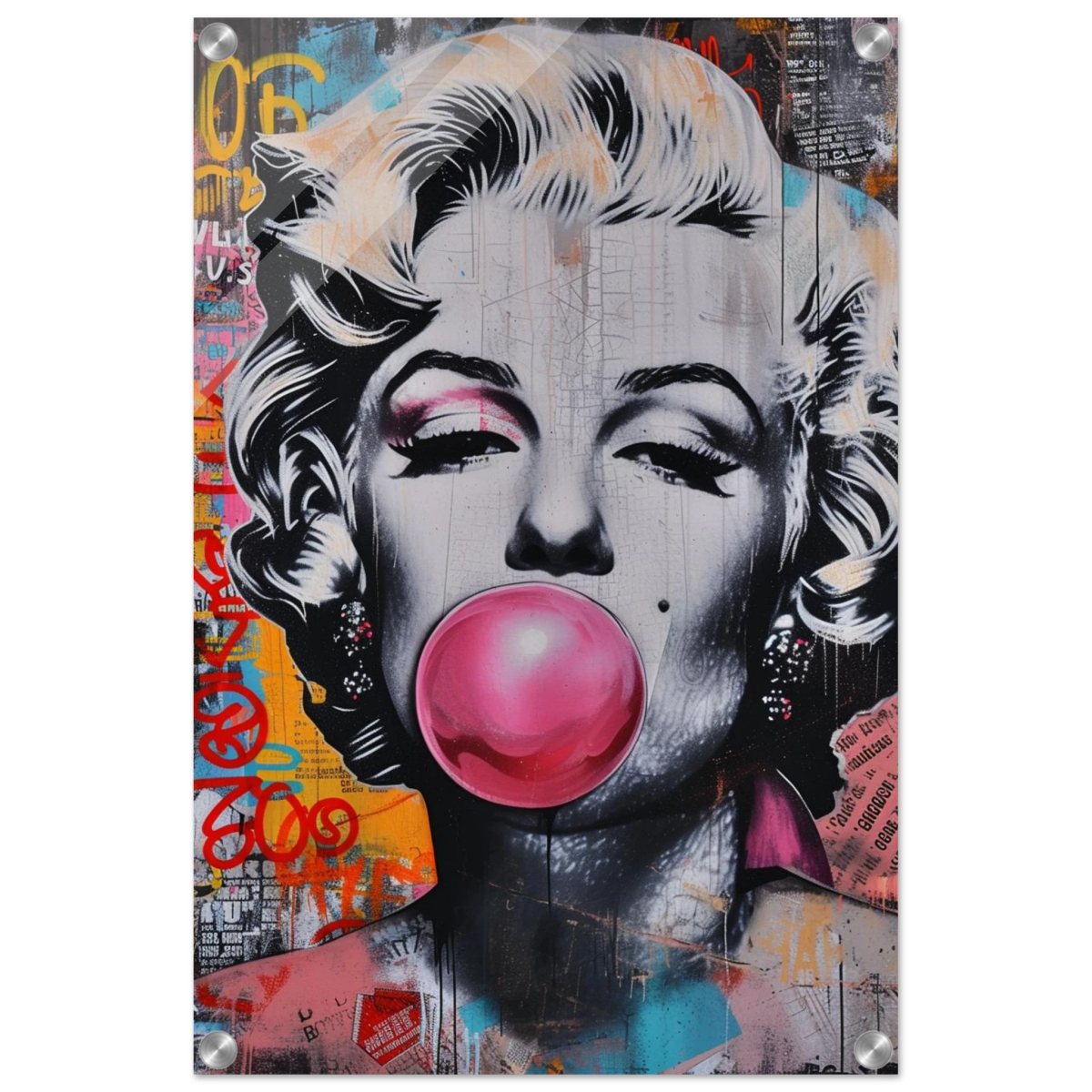 "Bubblegum Marilyn" – Pop Art Street Style Wall Print - Acrylic Print - 40x60 cm / 16x24″ - 