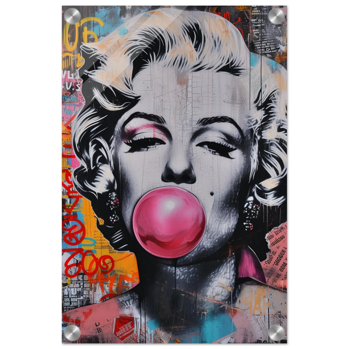 "Bubblegum Marilyn" – Pop Art Street Style Wall Print - Acrylic Print - 30x45 cm / 12x18″ - 
