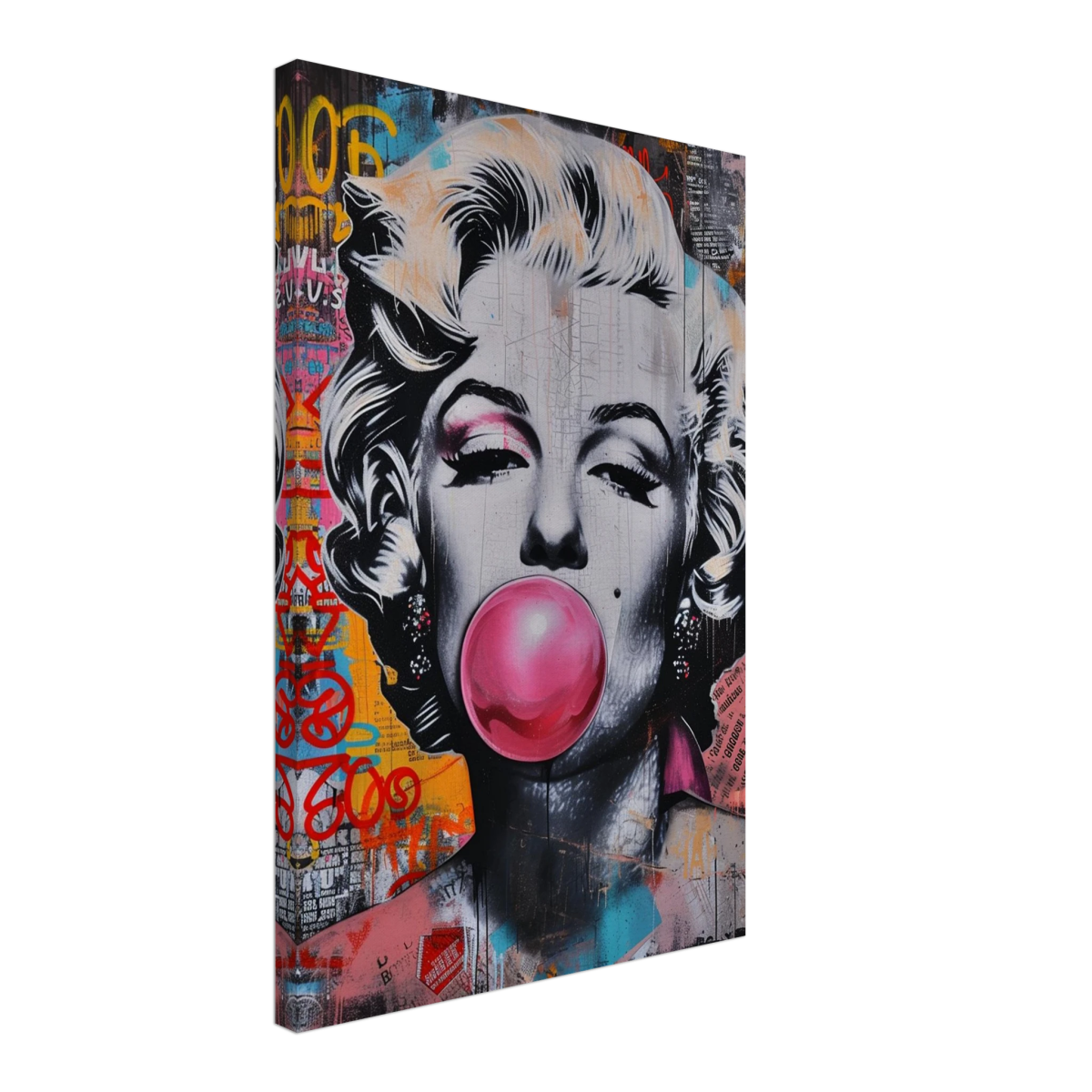 "Bubblegum Marilyn" – Pop Art Street Style Wall Print - Canvas - 40x60 cm / 16x24″ - 