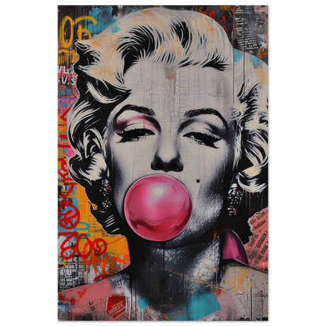 "Bubblegum Marilyn" – Pop Art Street Style Wall Print - Wood Prints - 40x60 cm / 16x24″ - 