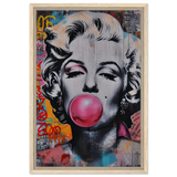 "Bubblegum Marilyn" – Pop Art Street Style Wall Print - Framed Canvas - 40x60 cm / 16x24″ - Wood frame