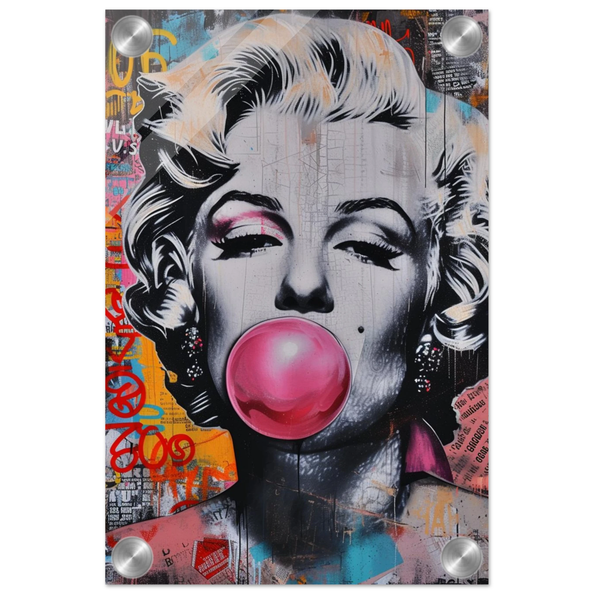 "Bubblegum Marilyn" – Pop Art Street Style Wall Print - Acrylic Print - 20x30 cm / 8x12″ - 