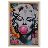 "Bubblegum Marilyn" – Pop Art Street Style Wall Print - Framed Canvas - 30x45 cm / 12x18″ - Wood frame
