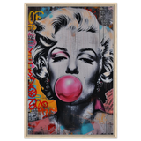 "Bubblegum Marilyn" – Pop Art Street Style Wall Print - Framed Canvas - 60x90 cm / 24x36″ - Wood frame