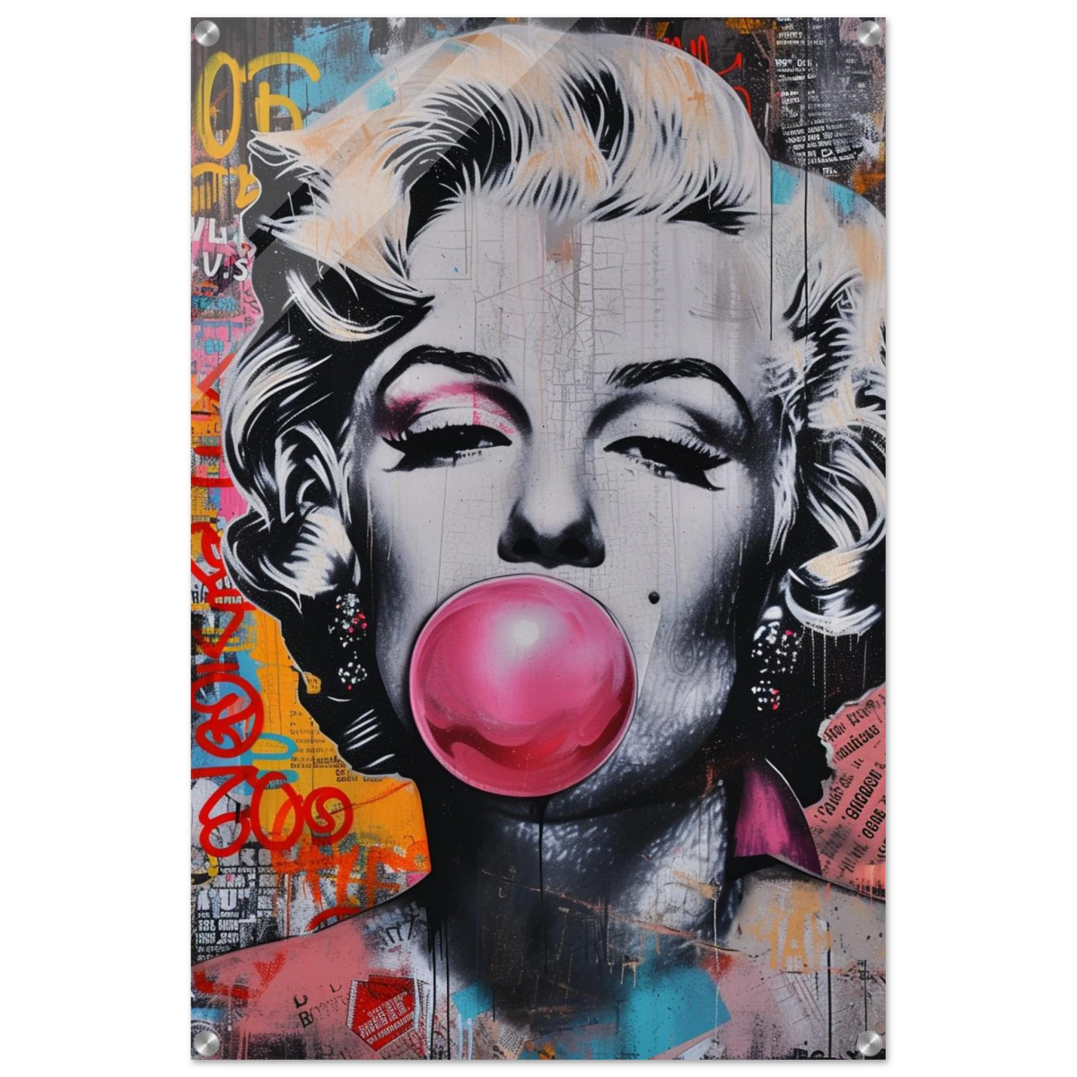 "Bubblegum Marilyn" – Pop Art Street Style Wall Print - Acrylic Print - 60x90 cm / 24x36″ - 