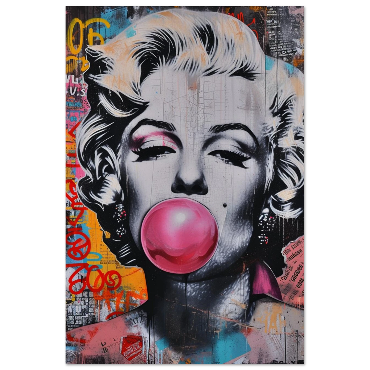 "Bubblegum Marilyn" – Pop Art Street Style Wall Print - Fine Art Poster - 30x45 cm / 12x18″ - 