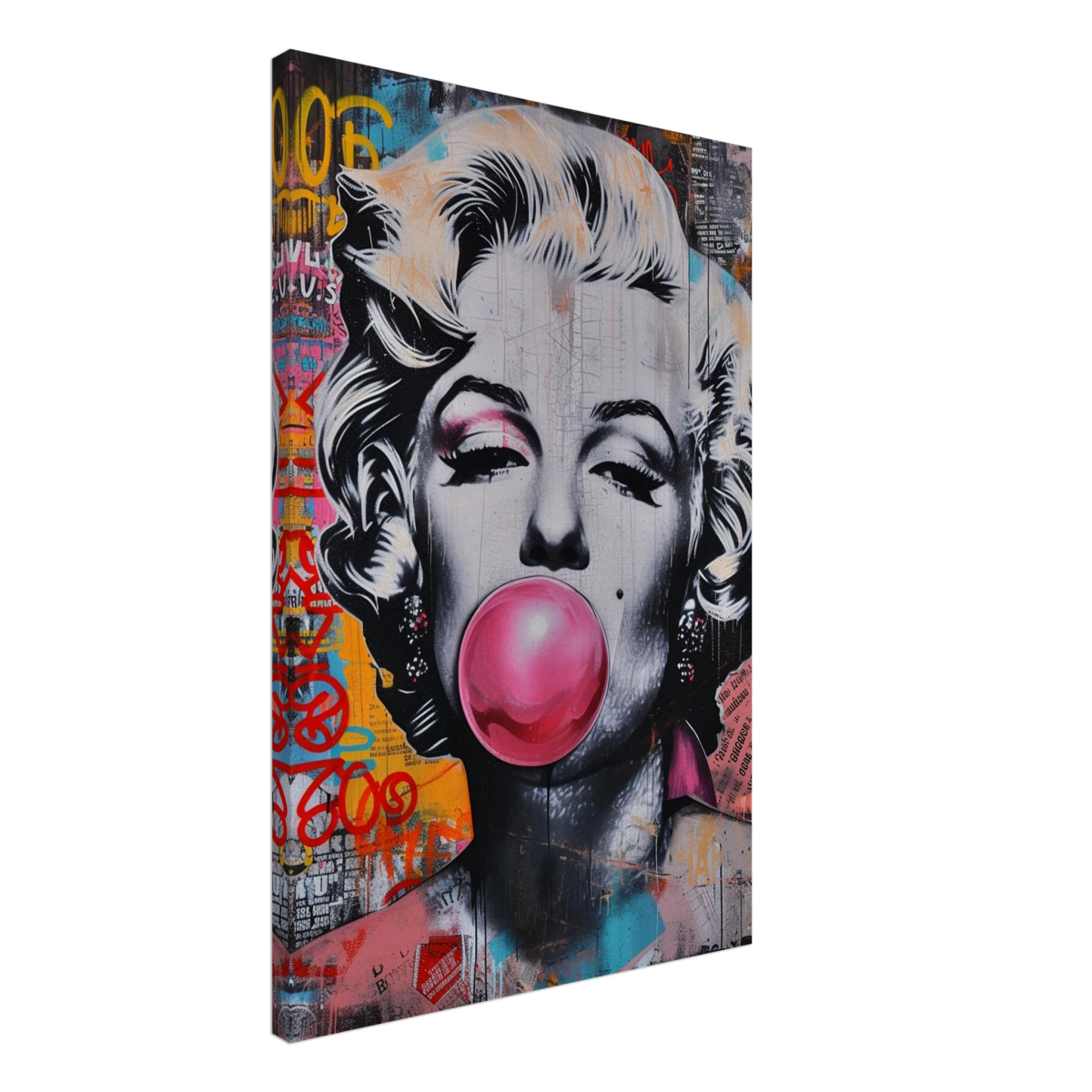 "Bubblegum Marilyn" – Pop Art Street Style Wall Print - Canvas - 50x75 cm / 20x30″ - 