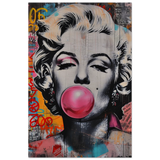 "Bubblegum Marilyn" – Pop Art Street Style Wall Print - Wood Prints - 50x75 cm / 20x30″ - 