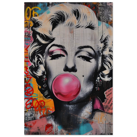 "Bubblegum Marilyn" – Pop Art Street Style Wall Print - Wood Prints - 50x75 cm / 20x30″ - 