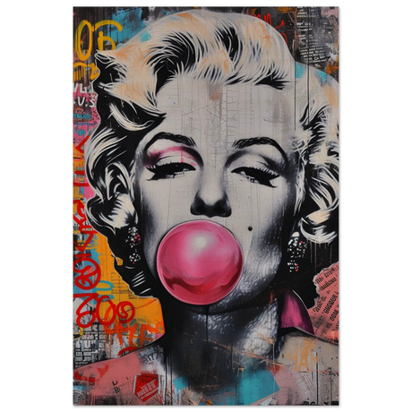 "Bubblegum Marilyn" – Pop Art Street Style Wall Print - Wood Prints - 60x90 cm / 24x36″ - 