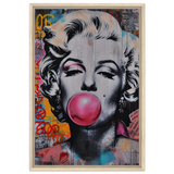 "Bubblegum Marilyn" – Pop Art Street Style Wall Print - Framed Canvas - 50x75 cm / 20x30″ - Wood frame