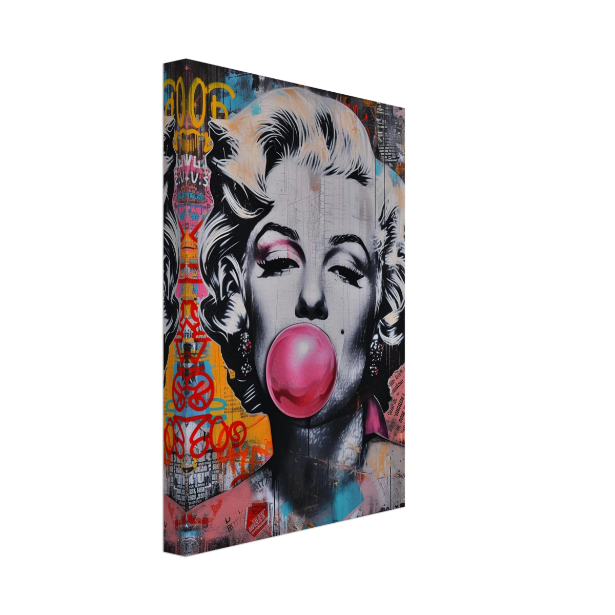 "Bubblegum Marilyn" – Pop Art Street Style Wall Print - Canvas - 20x30 cm / 8x12″ - 