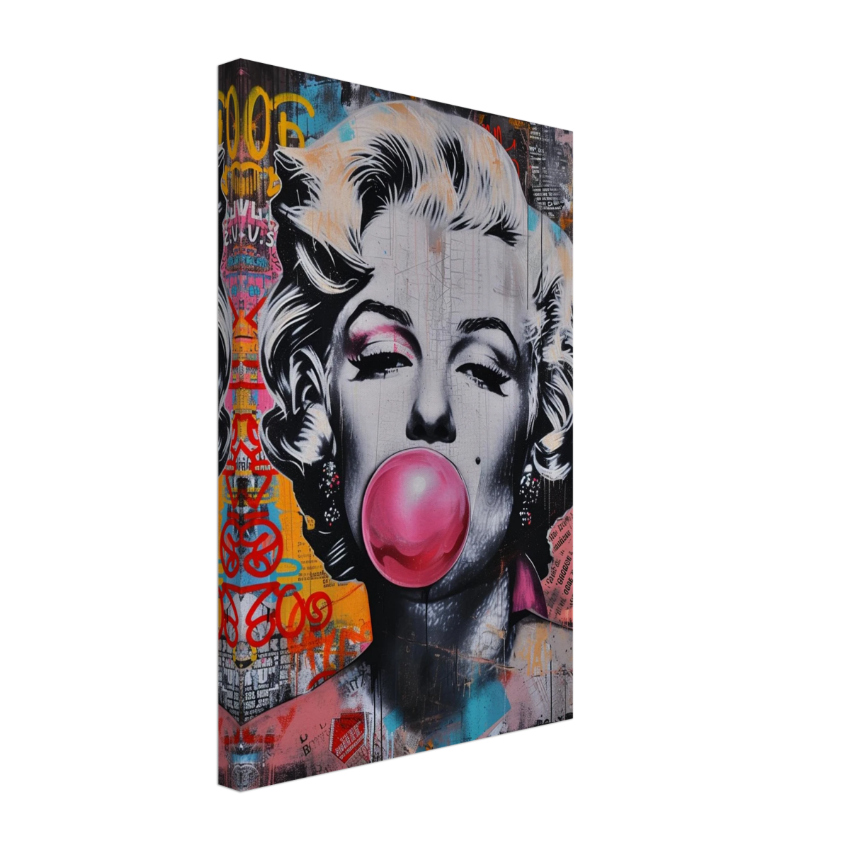 "Bubblegum Marilyn" – Pop Art Street Style Wall Print - Canvas - 30x45 cm / 12x18″ - 