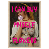 "Bubblegum Venus – I Can Buy Myself Flowers" | Pop Art Renaissance Remix - Framed Canvas - 50x75 cm / 20x30″ - Wood frame