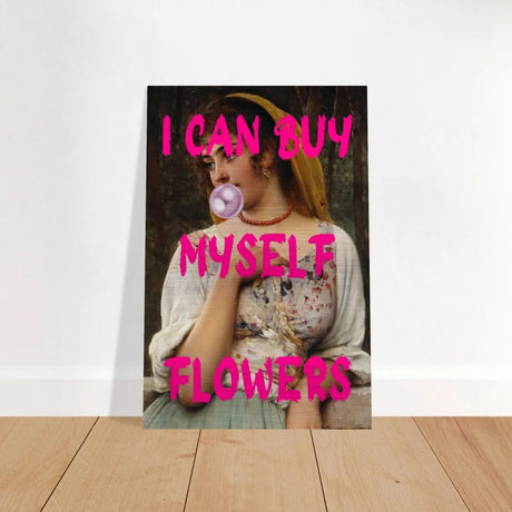 "Bubblegum Venus – I Can Buy Myself Flowers" | Pop Art Renaissance Remix - Brushed Aluminum Print - 20x30 cm / 8x12″ - 