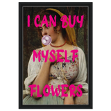 "Bubblegum Venus – I Can Buy Myself Flowers" | Pop Art Renaissance Remix - Framed Canvas - 40x60 cm / 16x24″ - Black frame