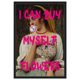 "Bubblegum Venus – I Can Buy Myself Flowers" | Pop Art Renaissance Remix - Framed Canvas - 60x90 cm / 24x36″ - Black frame