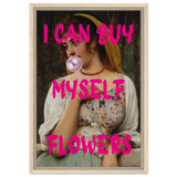 "Bubblegum Venus – I Can Buy Myself Flowers" | Pop Art Renaissance Remix - Framed Canvas - 40x60 cm / 16x24″ - Wood frame