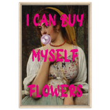 "Bubblegum Venus – I Can Buy Myself Flowers" | Pop Art Renaissance Remix - Framed Canvas - 60x90 cm / 24x36″ - Wood frame