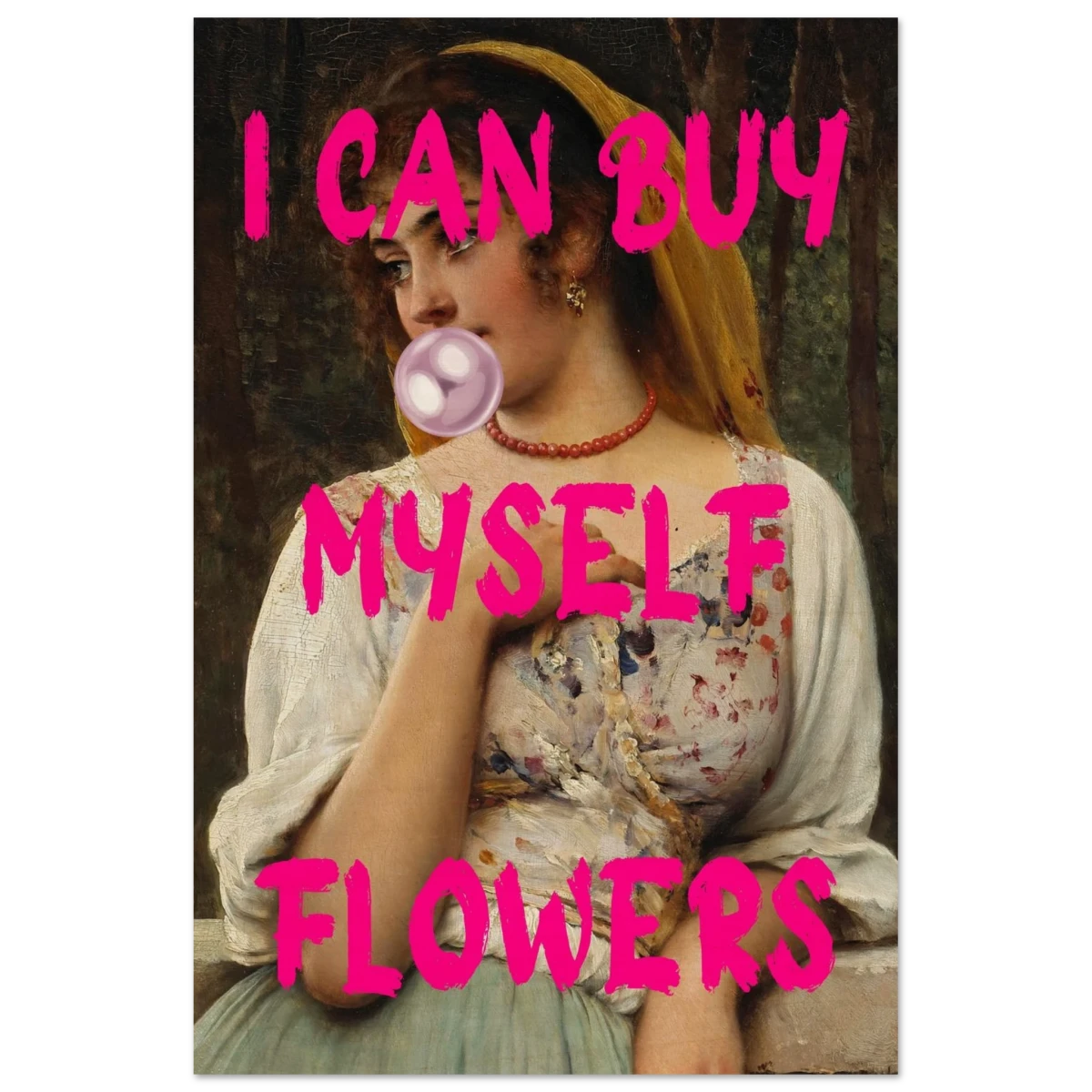 "Bubblegum Venus – I Can Buy Myself Flowers" | Pop Art Renaissance Remix - Wood Prints - 60x90 cm / 24x36″ - 