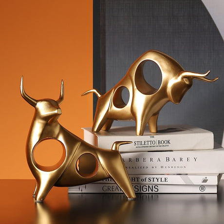 Bull Resin Sculpture – Modern Power & Elegance Home Décor - Black - Obsidian Strength - 