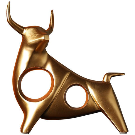 Bull Resin Sculpture – Modern Power & Elegance Home Décor - Black - Obsidian Strength - 