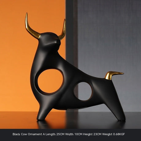 Bull Resin Sculpture – Modern Power & Elegance Home Décor - Black - Obsidian Strength - 