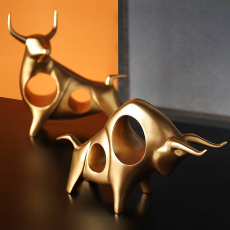 Bull Resin Sculpture – Modern Power & Elegance Home Décor - Black - Obsidian Strength - 