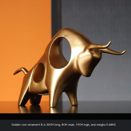 Bull Resin Sculpture – Modern Power & Elegance Home Décor - Gold - Golden Triumph - 