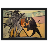 Bullfight | Pablo Picasso – A Masterpiece of Cubism & Expressionism - 30x45 cm / 12x18″ - Framed Canvas - Black frame