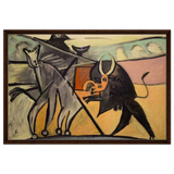 Bullfight | Pablo Picasso – A Masterpiece of Cubism & Expressionism - 60x90 cm / 24x36″ - Framed Canvas - Dark wood frame