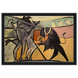 Bullfight | Pablo Picasso – A Masterpiece of Cubism & Expressionism - 40x60 cm / 16x24″ - Framed Canvas - Black frame