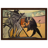 Bullfight | Pablo Picasso – A Masterpiece of Cubism & Expressionism - 40x60 cm / 16x24″ - Framed Canvas - Dark wood frame