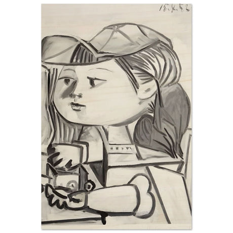 Buste De Petite Fille Black by Pablo Picasso | Cubism wall art print - Wood Prints - 40x60 cm / 16x24″ - 