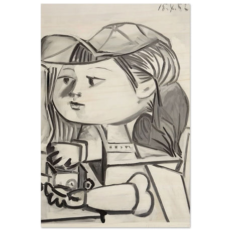 Buste De Petite Fille Black by Pablo Picasso | Cubism wall art print - Wood Prints - 30x45 cm / 12x18″ - 