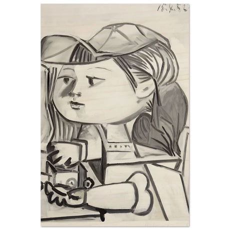 Buste De Petite Fille Black by Pablo Picasso | Cubism wall art print - Wood Prints - 50x75 cm / 20x30″ - 